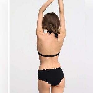 Marysia Swim Springs Black Scalloped Hipster Bikini Bottoms, L